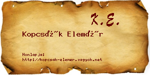 Kopcsák Elemér névjegykártya